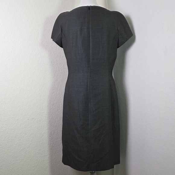 Escada Black Wool Silk Blend Dress Size 38 (US 8) – Tailored Short Sleeve Sheath - Picture 5 of 14